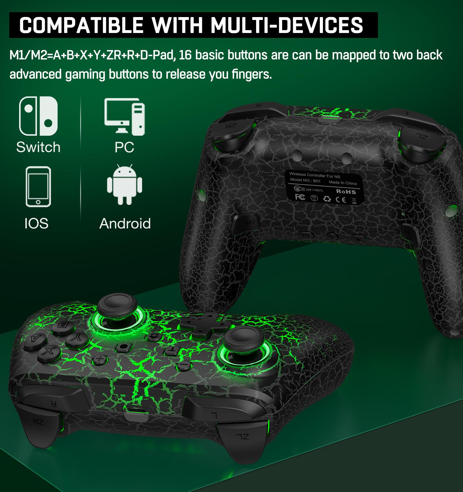 Wireless Switch Controller for Switch/Lite/OLED Controller, with a Mouse Touch Feeling on Back Buttons, Wake-up,Programmable, Turbo Function