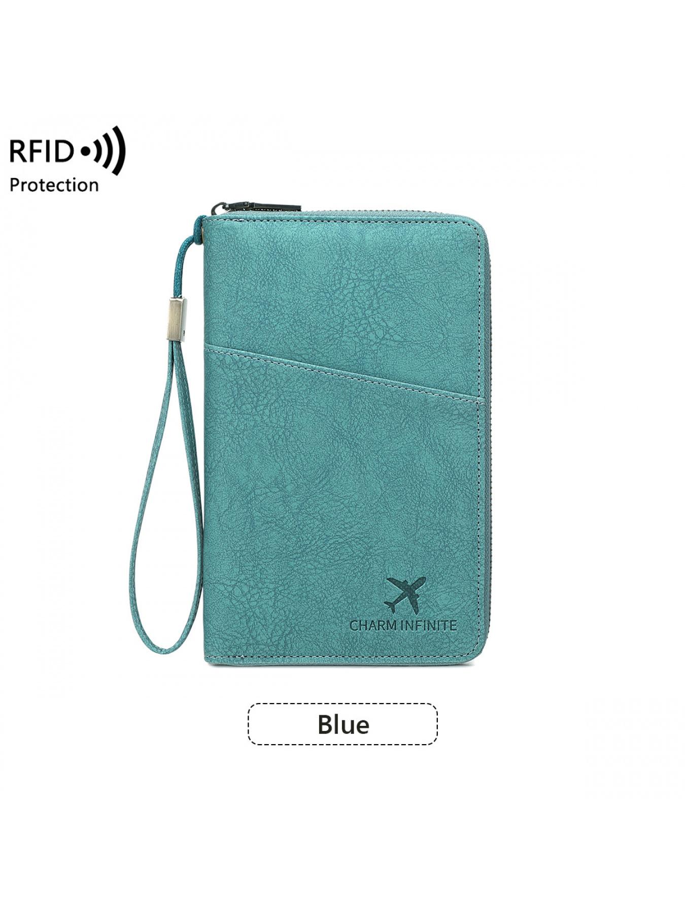 Multi-Functional Travel Document Organizer - RFID Blocking Long Zippered Passport Wallet, Passport Cover, Ticket & ID Storage Bag, Travel Document Holder