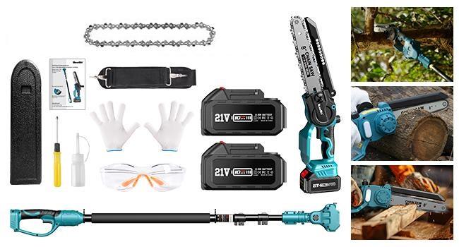 SeeSii 2 in 1 Cordless Pole Saw & Mini Chainsaw with 2 Batteries, Power Electric Polesaw for Tree Trimming, Chain Saw with Extension Pole, 16ft Reach, Limb Branch Cutter Pruner CH800   #TikTokShopBlackFriday