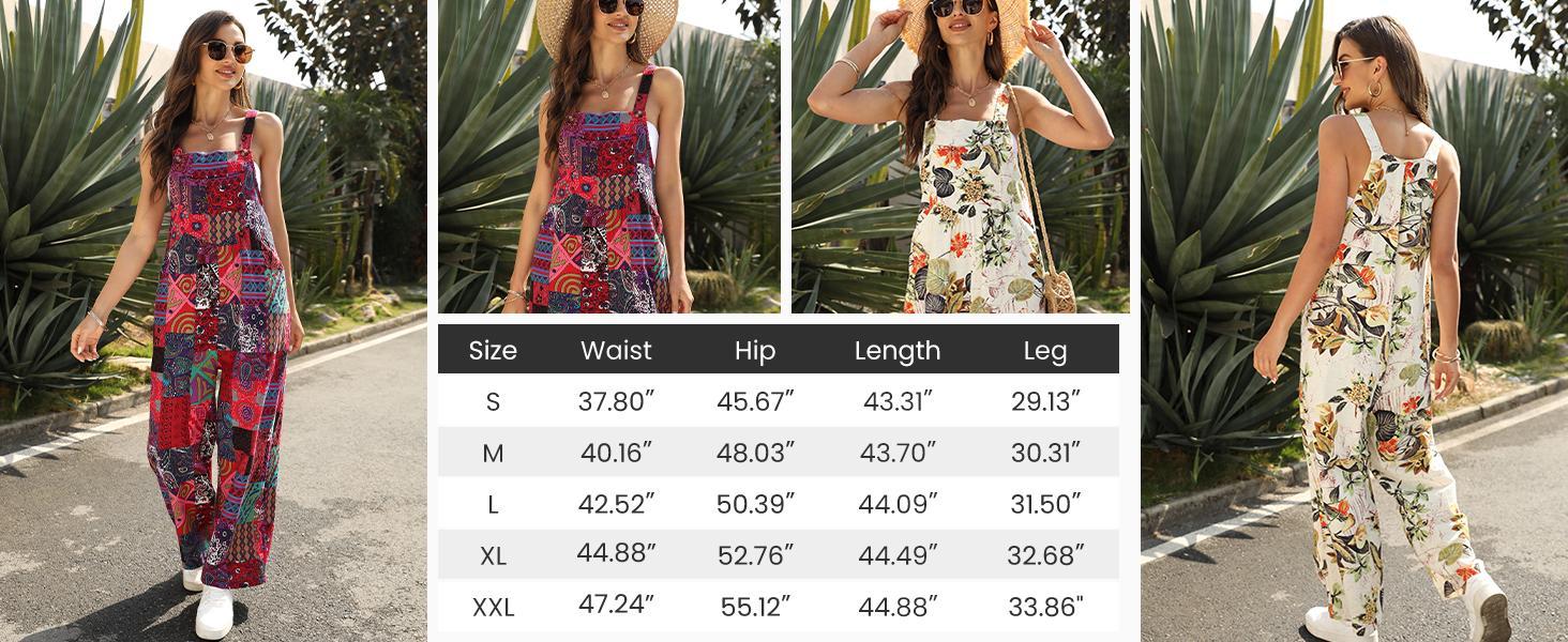 JovenPara Women's Patchwork Dual Pocket Jumpsuit Loose Floral Print Bohemian Wide Leg Bib Overall Womenswear Wideleg Strap Sleeveless JovenPara Women's Patchwork Dual Pocket Jumpsuit Loose Floral Print Bohemian Wide Leg Bib Overall Womenswear Wideleg Strap Sleeveless