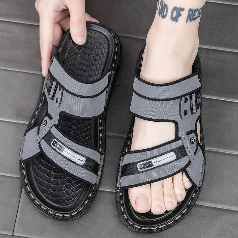 New Summer Men's Fashion Casual Outdoor Slippers, Trendy Stitched Two-In-One Sandals, Comfortable Non-Slip Beach Shoes
