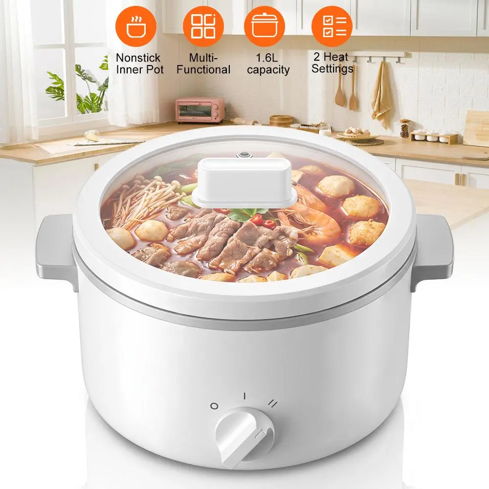 Portable Electric Cooker, Nonstick Mini Hot Pot Dual Heat Control, With / Without Steamer Option