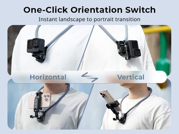 SmallRig Magnetic Neck Mount for Action Cameras & Phones, for iphone17 Pro/MAX,Comfortable POV Shooting Support with Universal 2-Prong Adapter and Phone Holder, 5128