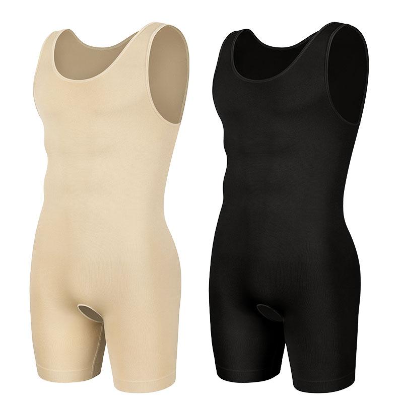 CATTIBOR 1/2/3 PACK Men's Bodysuit Shapewear With Open Crotch ,Men Full Body Shaper Tummy Control Sleeveless Bodysuit,Men Underwear For All Seasons
