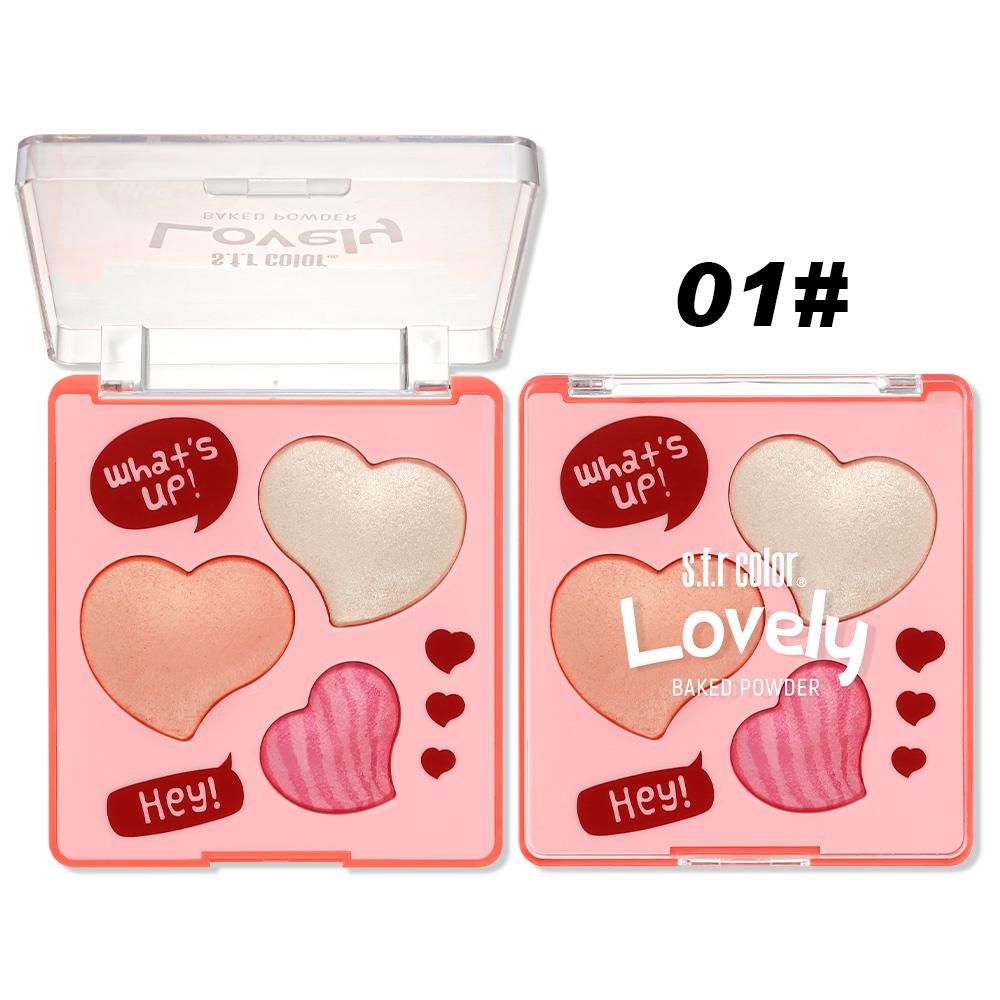 Three-Color 4D Heart Blush Powder, Long-Lasting Makeup Highlighter, Natural Look, Perfect for Daily Use, Enhances Complexion