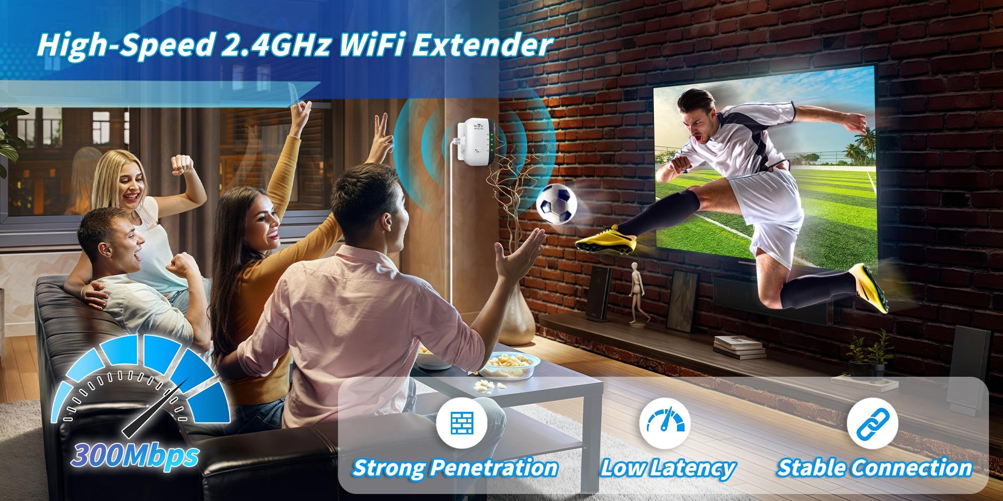 WiFi Repeater/extender, Wireless Repeater, Internet WiFi Booster and Signal Amplifier, 300mbps, 2.4GHz WiFi Band, Outdoor Long Range Signal Extension, Easy Connection