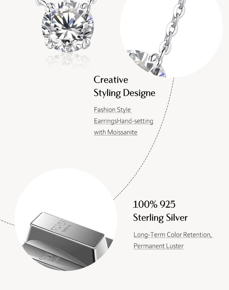 0.5~2CT Synthetic Moissanite Necklaces D Color VVS1 for Women Birthday Gift Engagement Wedding N009