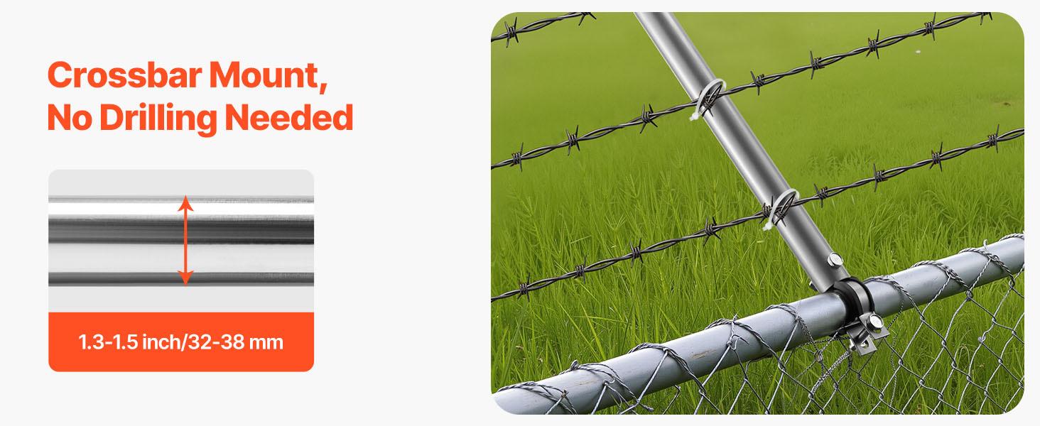 VEVOR Chain Link Fence Extensions, 18 Packs 27.4 Extension Height, Galvanized Post Extender for 1.3 to 1.5 Top of Fence, U Bracket, Barbed Wire Extend Arm for Privacy, Prevent Dogs Jumping Out