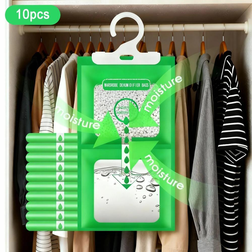 Moisture Absorbers 10 Pack Set, Hanging Closet Dehumidifier Bags, Humidity Packs, Desiccant, Closet Dehumidifiers With Fragrance Free