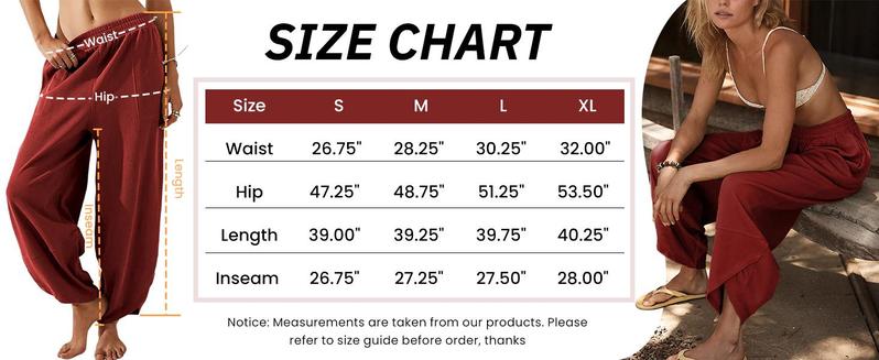 JovenPara Womens Cotton Wide Leg Sweatpants Elastic Waisted Baggy Loose Beach Palazzo Harem Pants with Pockets Womenswear  Basic Bottom Wideleg Khaki Minimalist