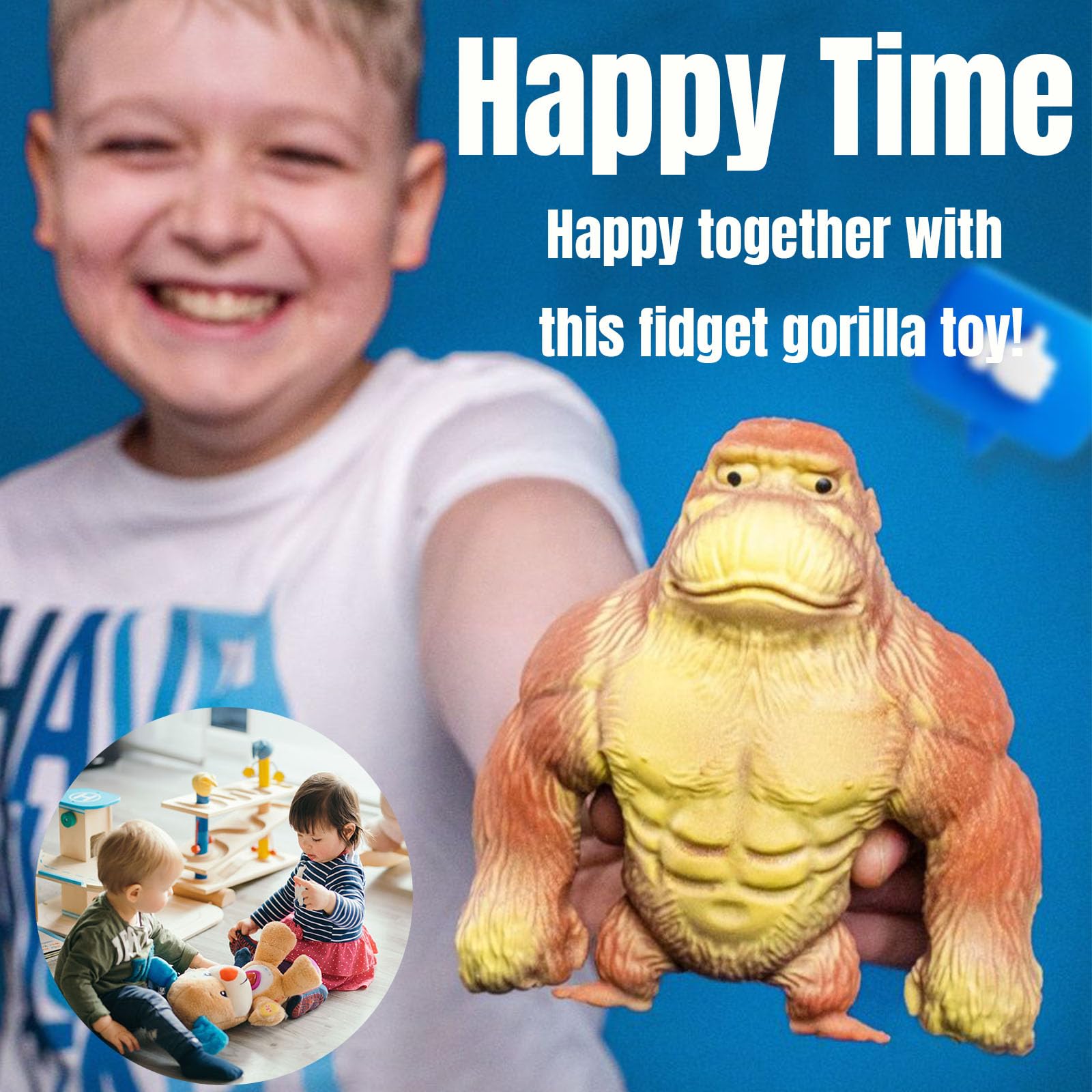Stretchable, Sand-Filled Rubber Gorilla — A Squeezable Sensory Toy for Anxiety Relief. Soft Latex Stress-Relief Doll, featuring a Squishy Monkey Design with High Elasticity—A Stress-Relieving Toy for Both Adults and Children.