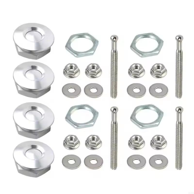 4pcs Universal Aluminum Push Button Billet Quick Release Car Front Bumper Hood Pin Engine Bonnet Lock Latch Clip Body Kit