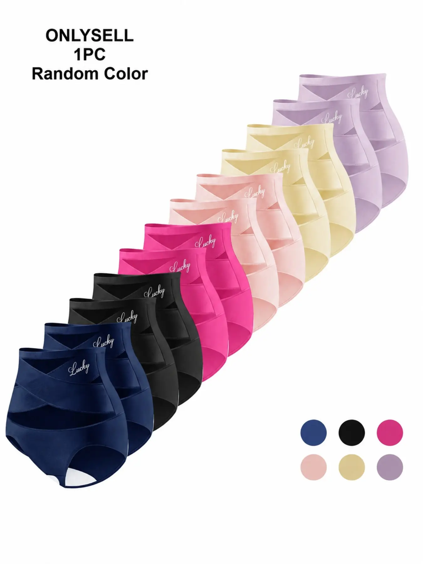 12pcs Styles Random Sent 1pcs High-Waisted Shaping Women's Underwear, Lightweight Mesh Breathable Triangle Panty, Postpartum Daily Skin-Friendly Close-Fit Underwear