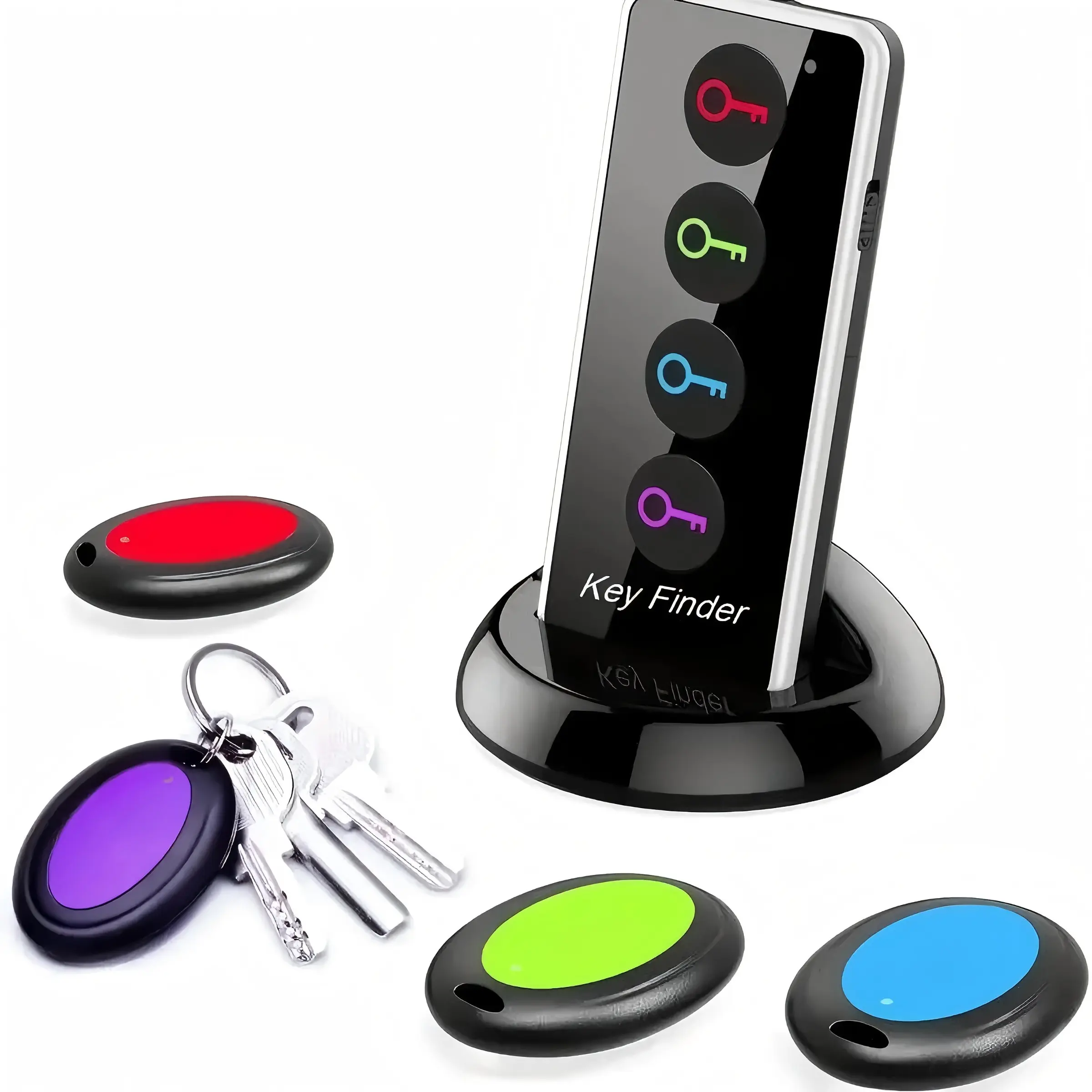 Wireless Key Finder with LED Flashlight, 4 Signal Receivers, Rfid Item Tracker, Ideal for Keys, Wallets, Backpacks