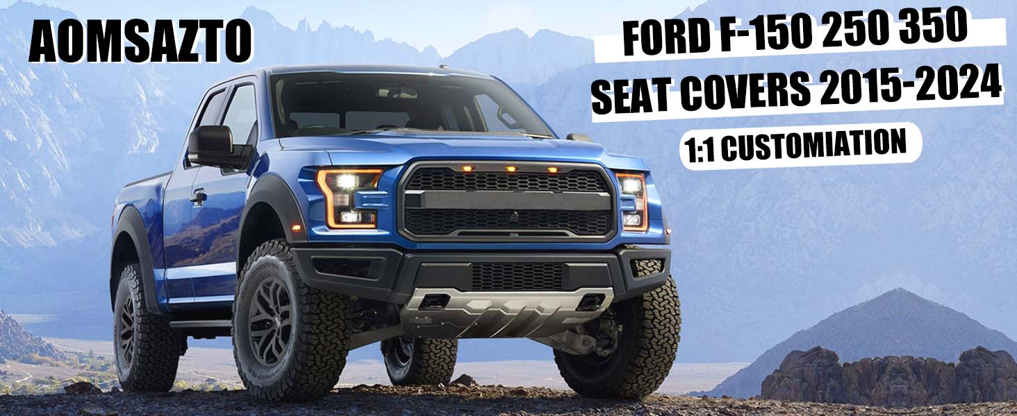 Faux Leather Truck Seat Covers for Ford F150 2015-2025 (XL XLT SuperCrew) | F250-F450 2017-2024 Super Duty | Custom Fit Full Set Black, Heavy Duty Protectors