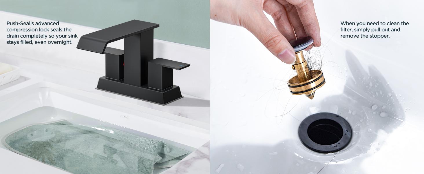 FORIOUS Waterfall Bathroom Faucets 3 Hole or 2 Hole, Centerset Faucet 4 Inch with Pop Up Drain and Hose, Faucet for Bathroom Sink Vanity RV 2 Handle FORIOUS Waterfall Bathroom Faucets 3 Hole or 2 Hole, Centerset Faucet 4 Inch with Pop Up Drain and Hose, Faucet for Bathroom Sink Vanity RV 2 Handle