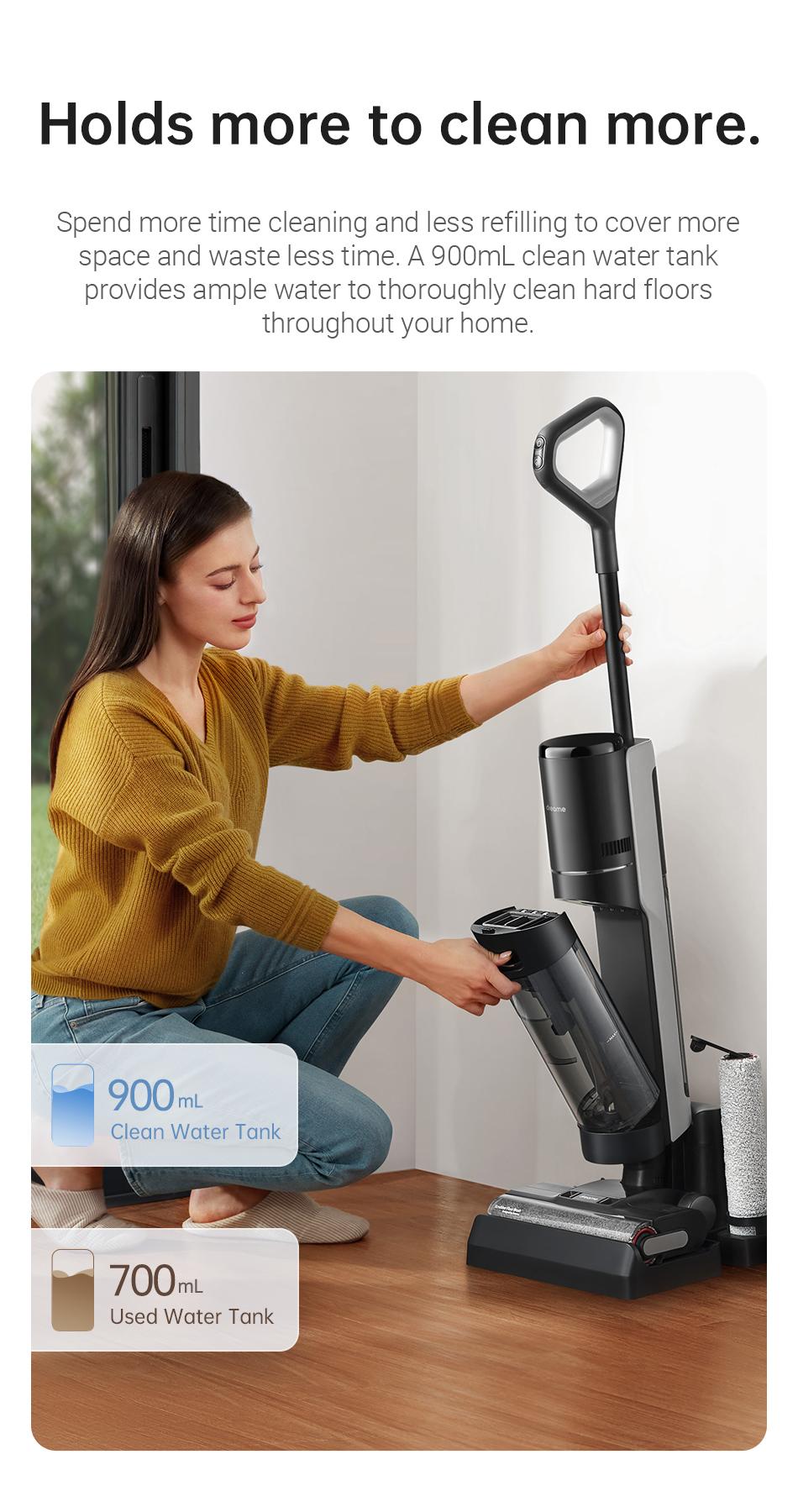 DREAME H12 PRO Series I Wet Dry Vacuum Cleaner, Smart Floor Cleaner Cordless Vacuum and Mop for Hard Floors, One-Step Edge to Edge Cleaning with Hot Air Drying Black