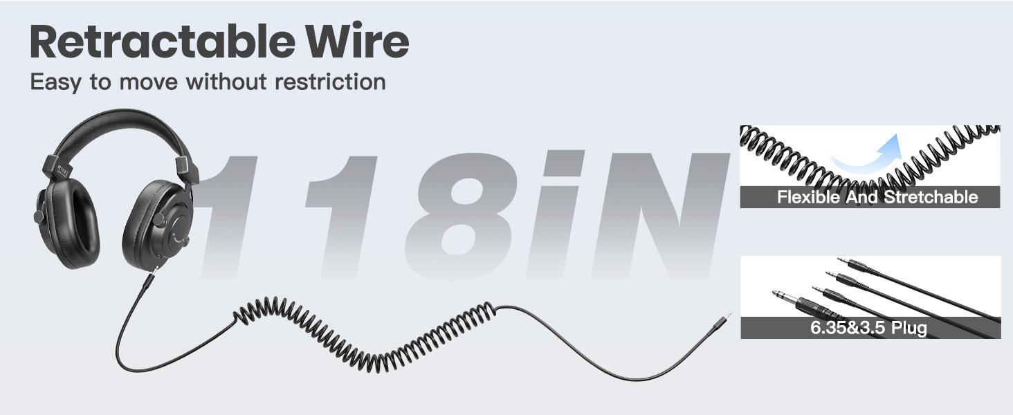 FIFINE Studio Monitor Headphones for Recording-Over Ear Wired Headphones for Podcast Monitoring, Streaming Comfortable Equipment with Detachable Cables 3.5mm or 6.35mm Jack, Black, on PC/Mixer- fifine H8
