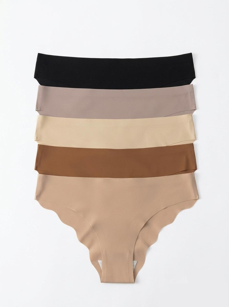 5 Pack Women Laser Cut No Show Panties Ice Silk Low Rise Comfortable Invisible Seamless Underwear