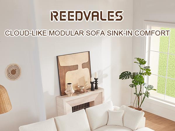 112" Cloud Sectional Couch, Boneless Couches for Living Room, L Shaped Couch with Convertible Ottoman, Modular Sectional Sofa with Deep Seat, Comfy Soft Cushions, No Assembly