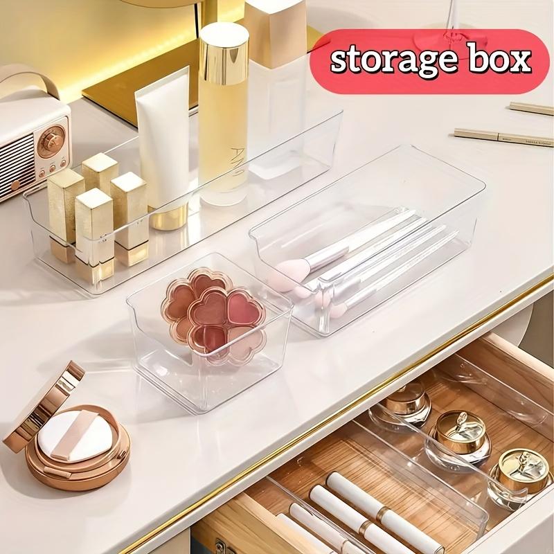 2-piece plastic storage box set - stackable drawer and desktop organizer separated, no assembly required, free combination modular system, suitable for cosmetics, office, kitchen, bathroom, wardrobe - transparent drawer organizer box