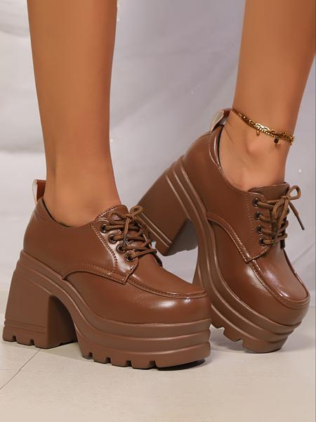 Women's Fashionable Lace Up Front Platform Shoes, Casual Comfortable Thick Sole Shoes for Daily Wear, Female All-match Trend Shoes for Daily Wear, Girl