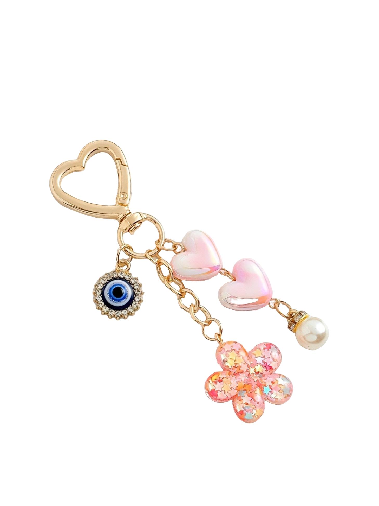 Trendy Heart Devil Eye Resin Keychain, DIY Bag Charm Decor, Friendship Gift, Graduation Season Accessory