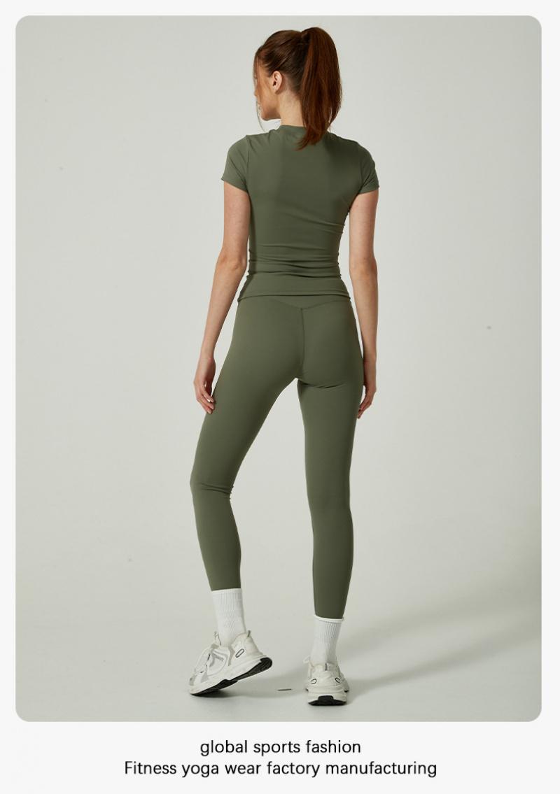 Solid color sports T-shirt set, round neck, slim fit, stretchy fabric, suitable for yoga and gym workouts, women's sportswear, sporty style clothing, fitness shirt, workout top, loose fitness shirt, fitness set
