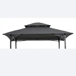 8x5FT Grill Gazebo Replacement Canopy Double Tier BBQ Tent Roof Cover Waterproof UV Resistant Patio Shelter Top