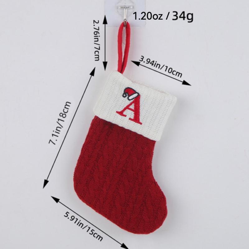Knit Monogram Christmas Stockings,Christmas Stockings Small Xmas English Letters Hanging Stockings Christmas Socks Double Sided Fireplace Hanging Stockings for Christmas Party Decoration New Year Party Gift Favors Supplies,Personalized Initial Christmas S