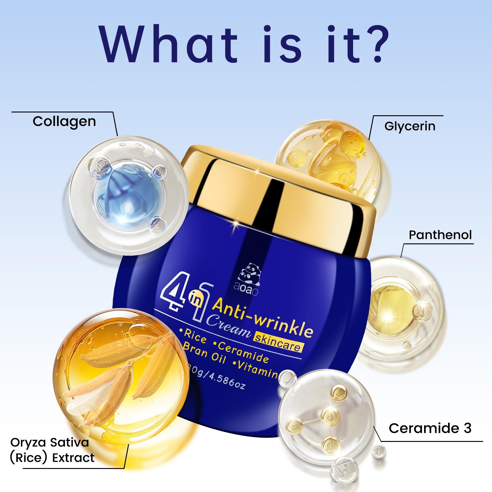 Aoao 4-In-1 Rice Cream, Ceramide and Vitamin E, Nourishing Essence, Moisturizing Day and Night Cream, Large Bottle