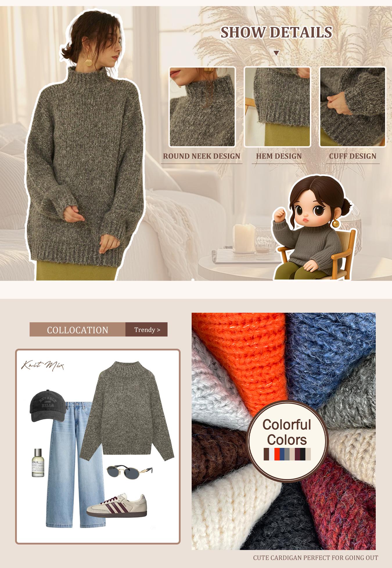 Women's Solid Drop Shoulder Knit Sweater, Casual Long Sleeve Jumper for Fall, Fashion Ladies' Knitwear for Daily Wear, Womenswear