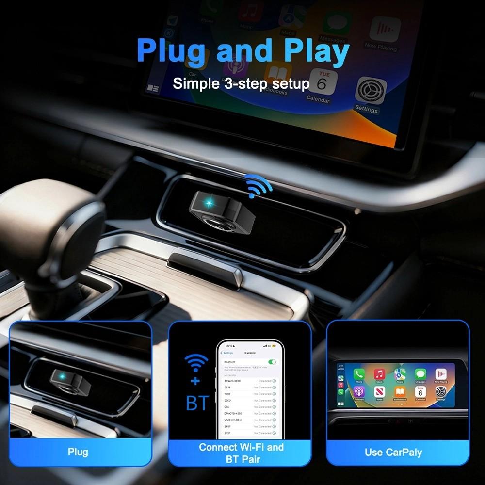 Carplay & Android Auto Wireless Adapter, Convert Wired to Wireless, Plug & Play, Seamless Connection, Hands-Free Driving, Smart Navigation, Wireless Carplay Dongle