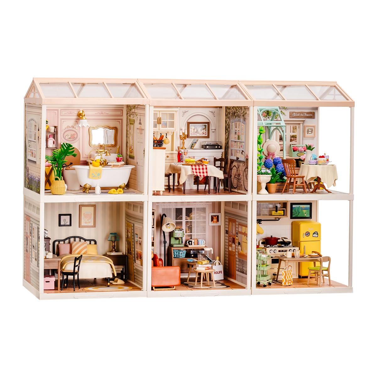 Rolife DIY Miniature Dollhouse Kit Super Store Series Plastic Building Blocks Kits Mini Dollhouse Plastic Tiny Room Craft