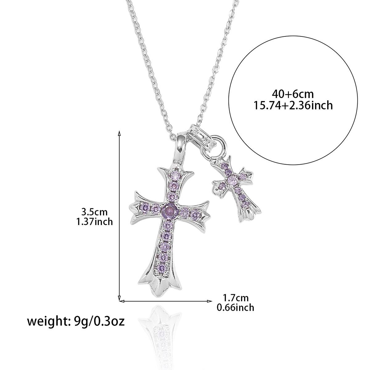 Women's Internet celebrity double cross necklace, niche design, light luxury, versatile, personalized, sweet and cool, versatile pendant collarbone chain