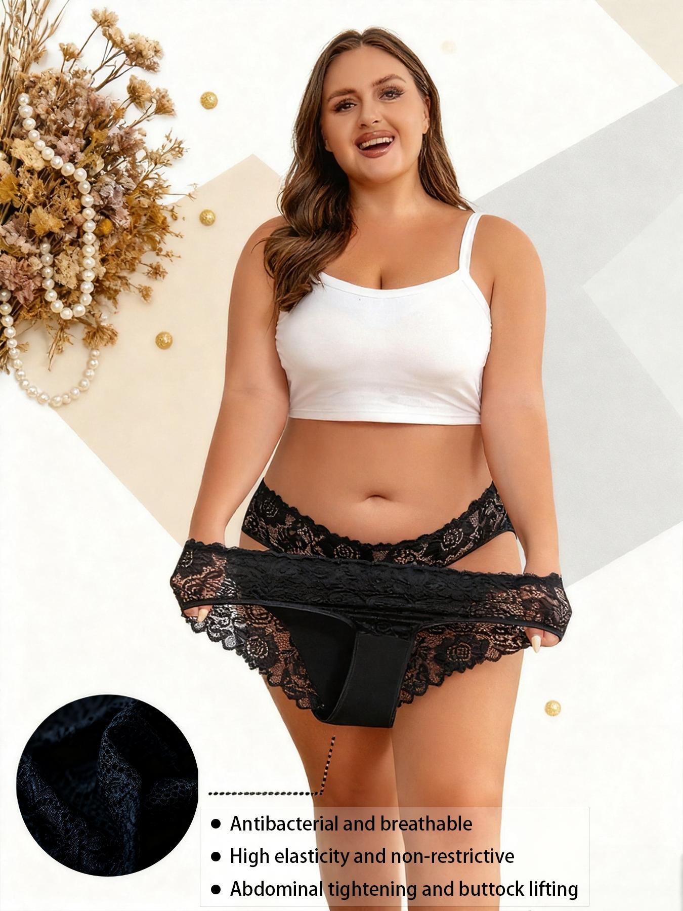 Antibacterial Gusset Plus Size 7-11 Pack Breathable Soft Lace Panties Non-Restrictive Everyday Wear Tummy Control Butt Lifting Wide Coverage Trim Lace Panty