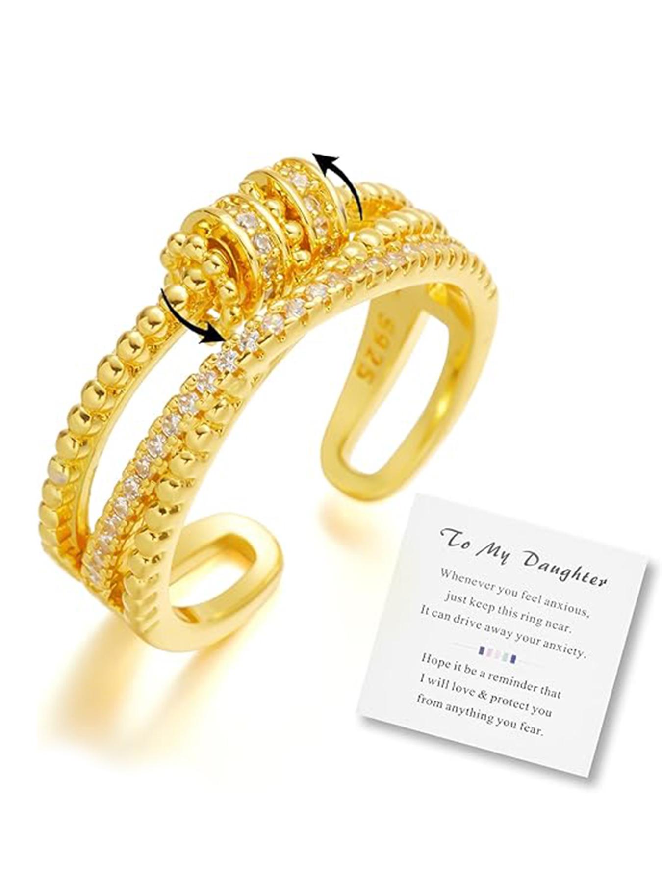 To My Daughter — Women's Stress-Relief Meditation Spinner Ring: Adjustable Fidget Jewelry with Spinning Beads—The Perfect Gift for Your Daughter or Stepdaughter (Ideal for Graduation Season)