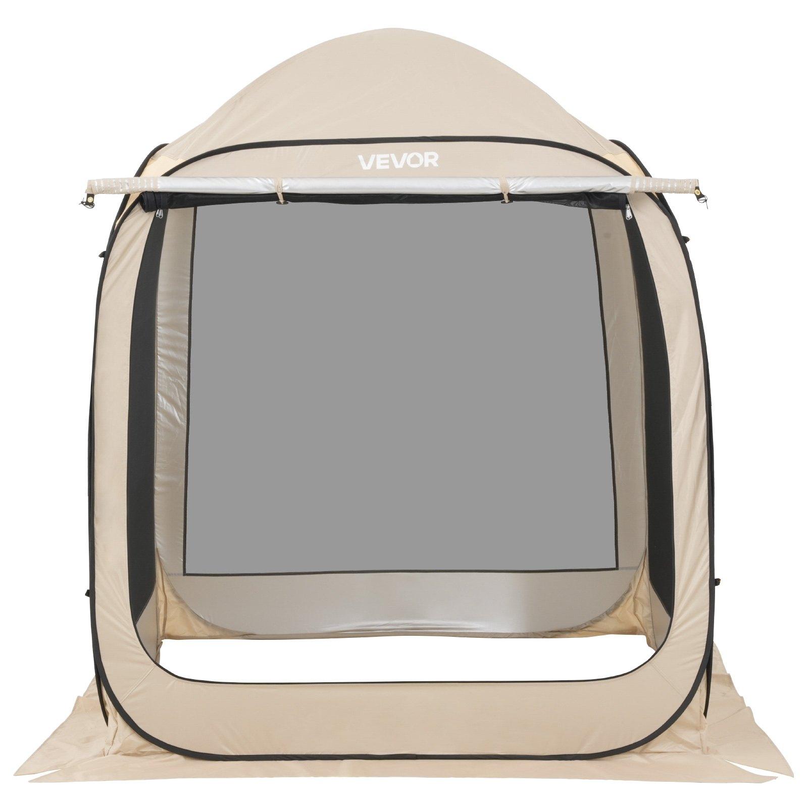 VEVOR Screen House Tent, 6 x 6 ft, 4-6 Person Pop Up Screen Tent with Extended Awning, Portable Screened in Canopy with Carry Bag, Netting Sides, for Patio, Backyard, and Outdoor Activities, Beige
