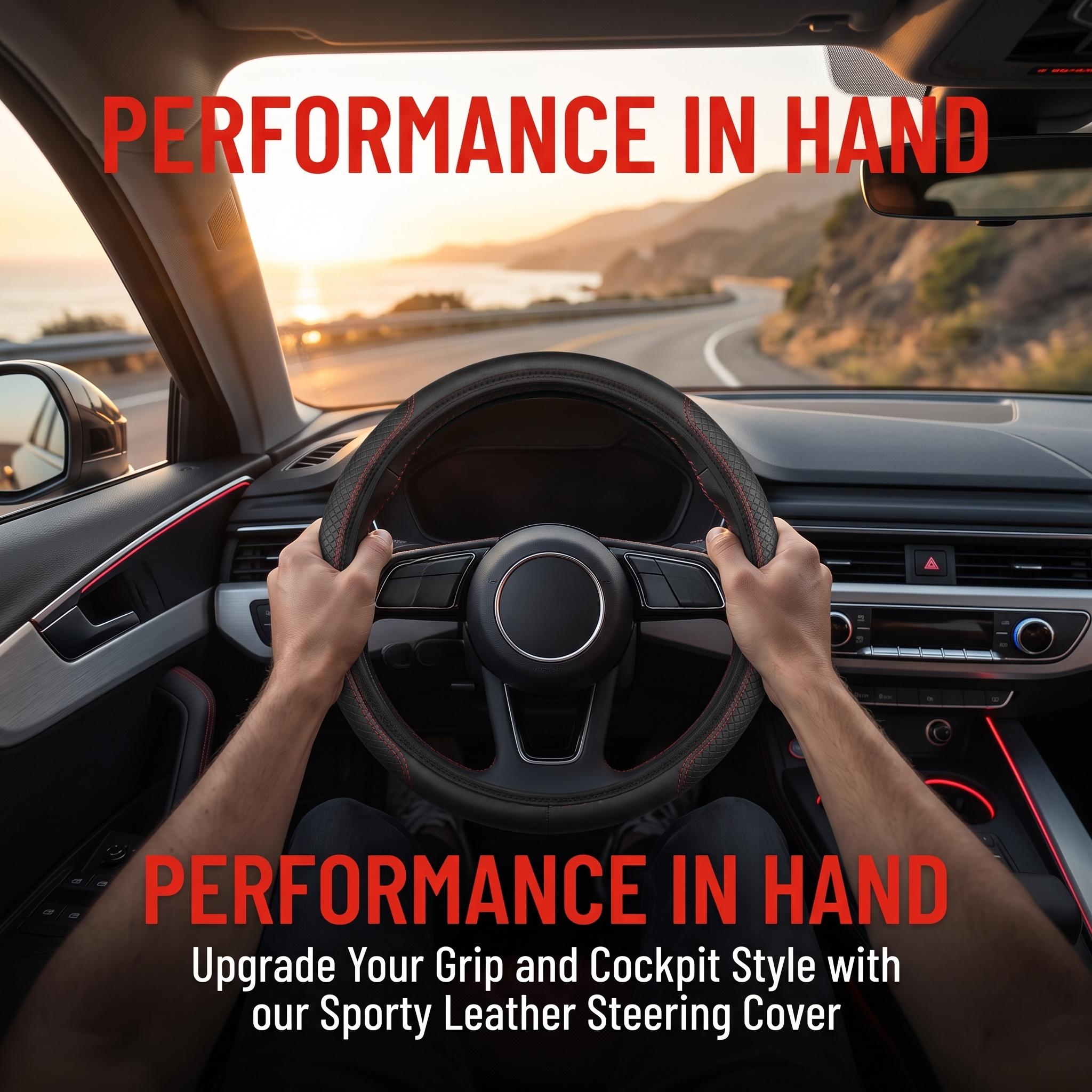 Car Steering Wheel Cover, Universal Non-slip Protector Cover for 14.17-15 Inch Steering Wheel, Waterproof Steering Wheel Cover without Inner Ring, Car Gadgets, Car Interior Accessories, Automotive, Pu Leather Material, Universal Fit-YY1