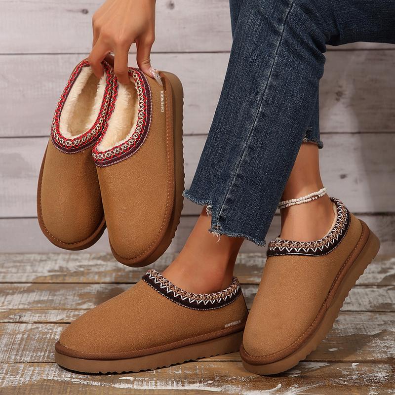 Womens Snow Boots Warm & Durable Thick Flat Soles Snow Boots Non-Slip Soles for Outdoor Winter Slippers