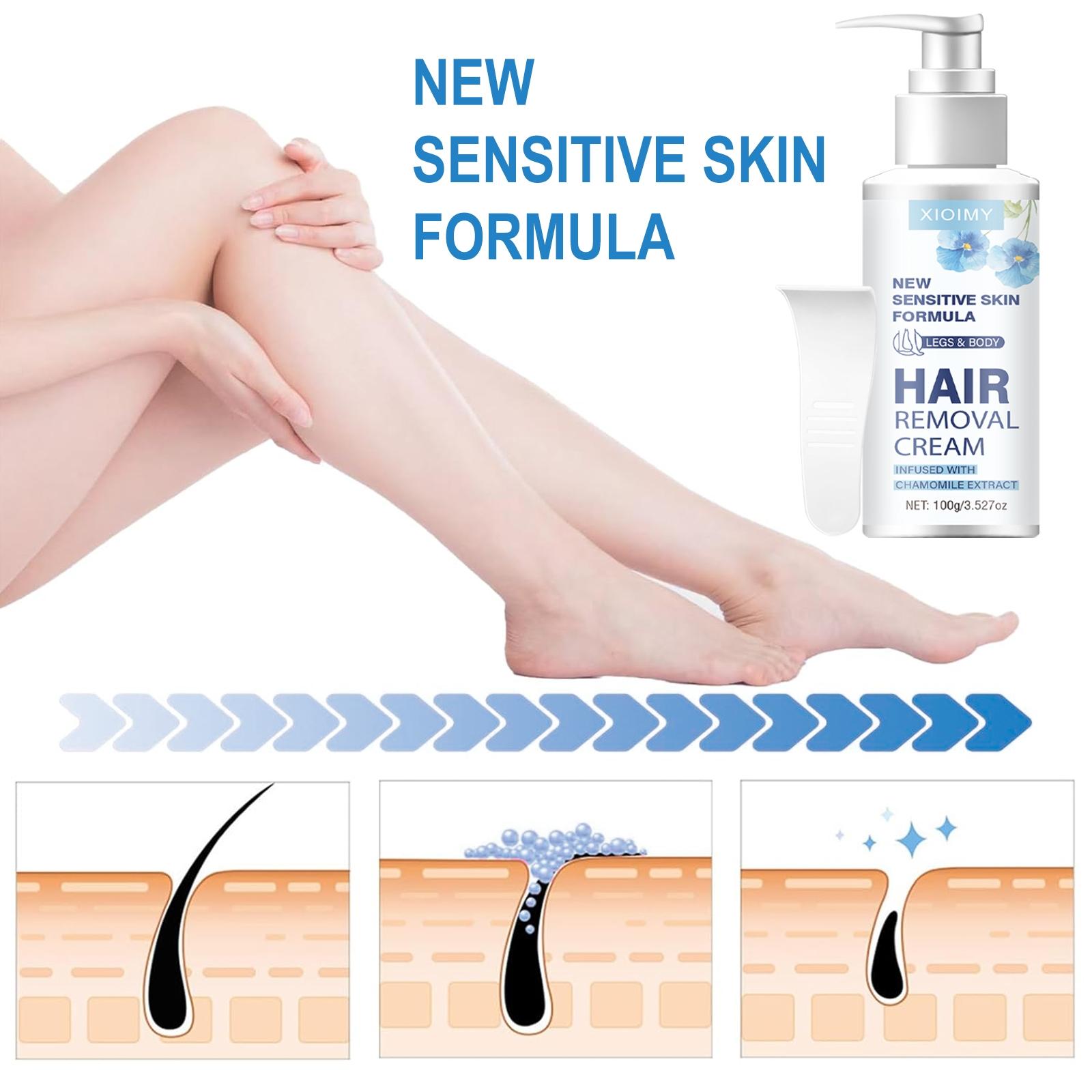 100g Strong Hair Removal Cream, Natural Ingredients, Chamomile Infused, Pain-Free Gentle Formula with No Irritation, Quick Hair Removal for Lips, Armpits, Legs