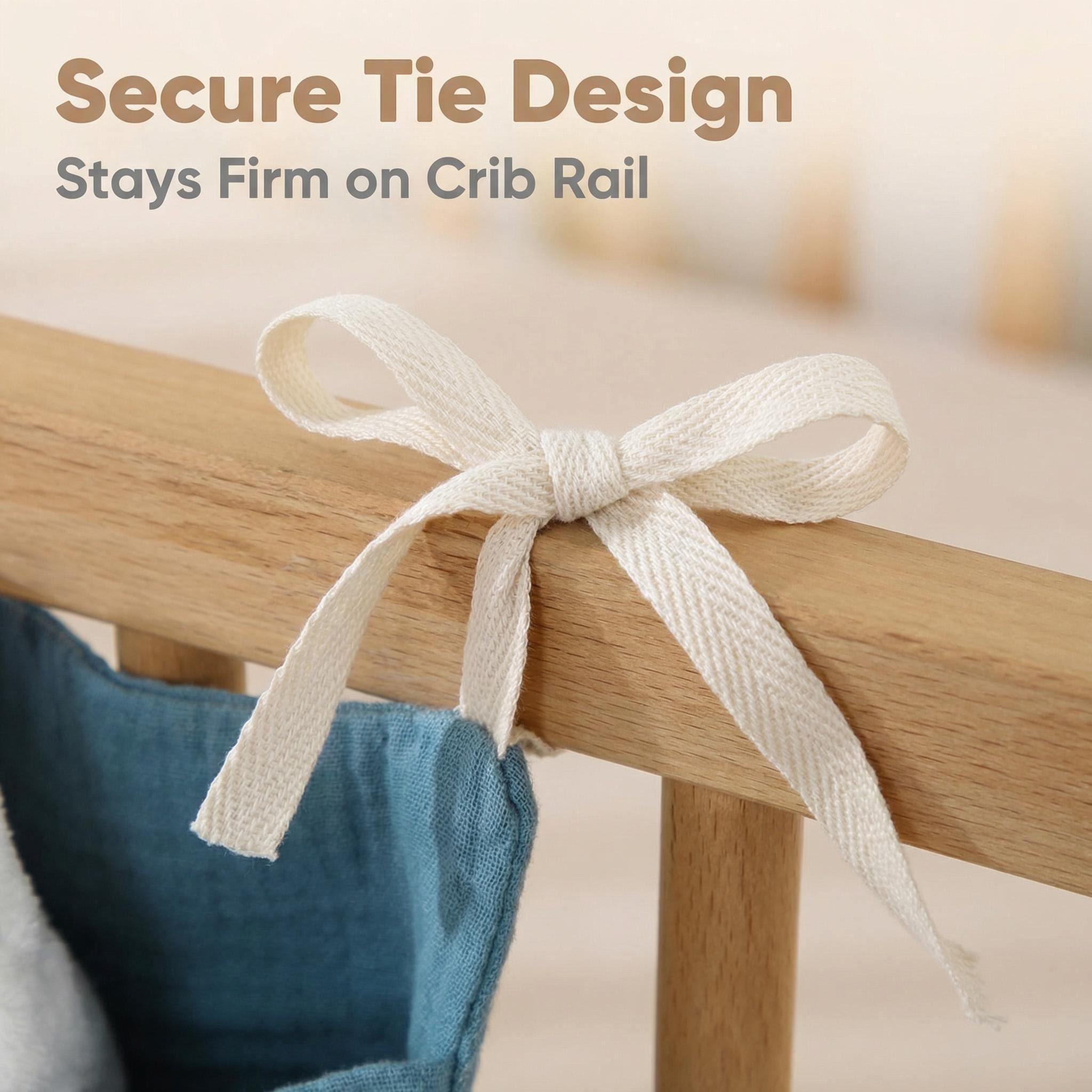 Baby Bed Hanging Bag, Soft Fabric 40x20cm, Toy Bottle Night Feeding Storage, Linen Organizer for Bedtime Toys, Universal Cord Fastening