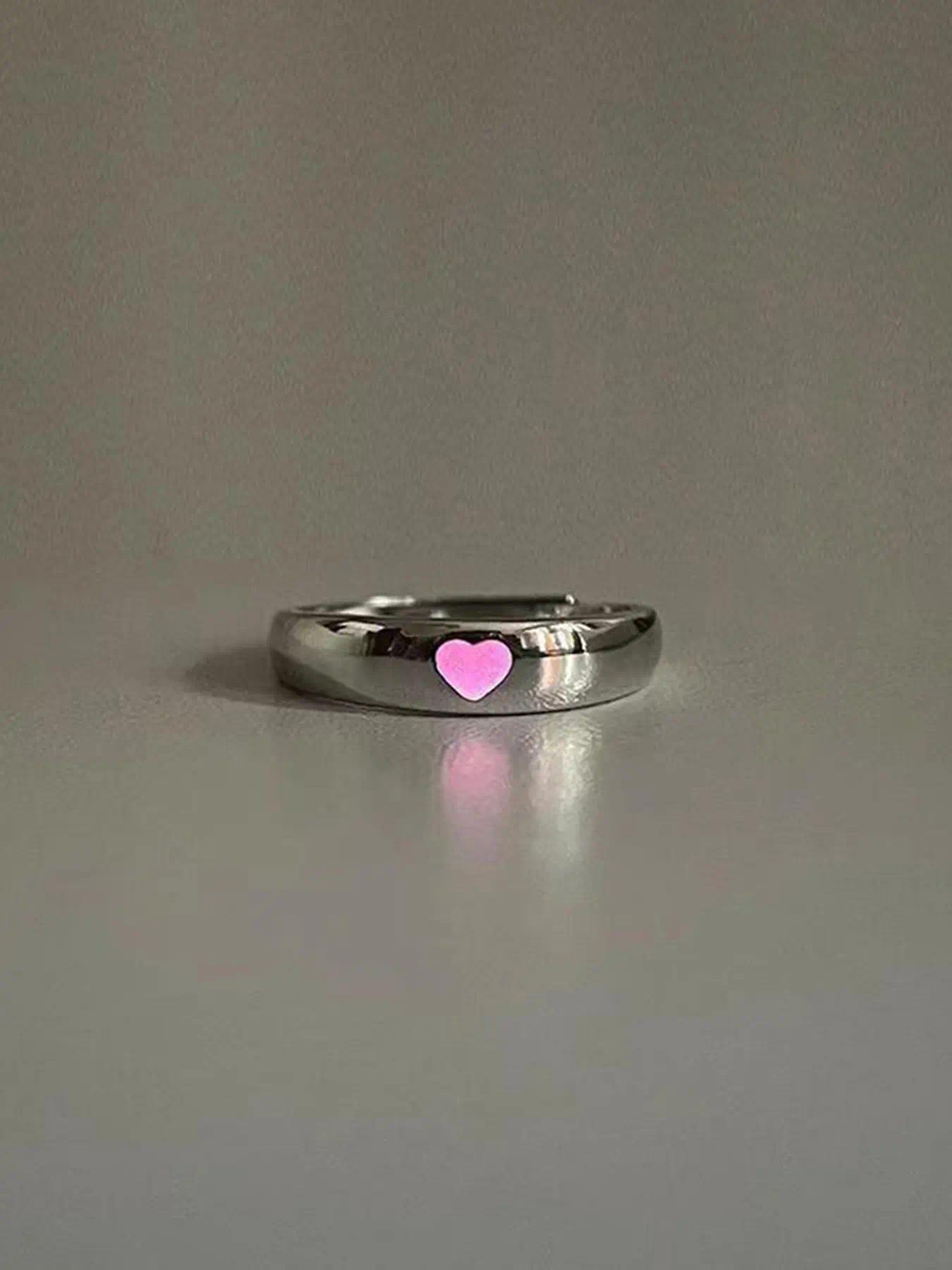 Luminous Love Couple Rings, Luminous Promise Rings, Adjustable Couple Rings for Girlfriends, Suitable for Couples, Wedding Anniversary, Christmas, Valentine's Day Gifts for Boyfriends and Girlfriends, Wedding Promise Jewelry Gifts to Light Up Romantic Nig
