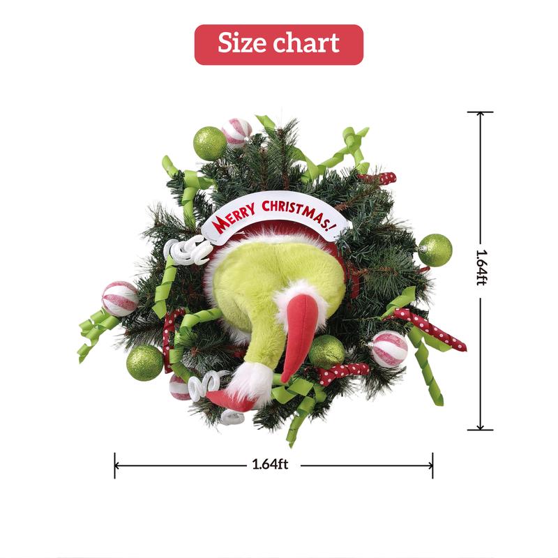 AlanoRoots Funny Green Monster Christmas Wreath – Naughty Holiday Door Decor with Fluffy Legs, Whimsical Butt Design for Home, Office or Party – Viral TikTok Xmas Decoration Idea! Artificial Hanging Diy Ornament christmas tree lights