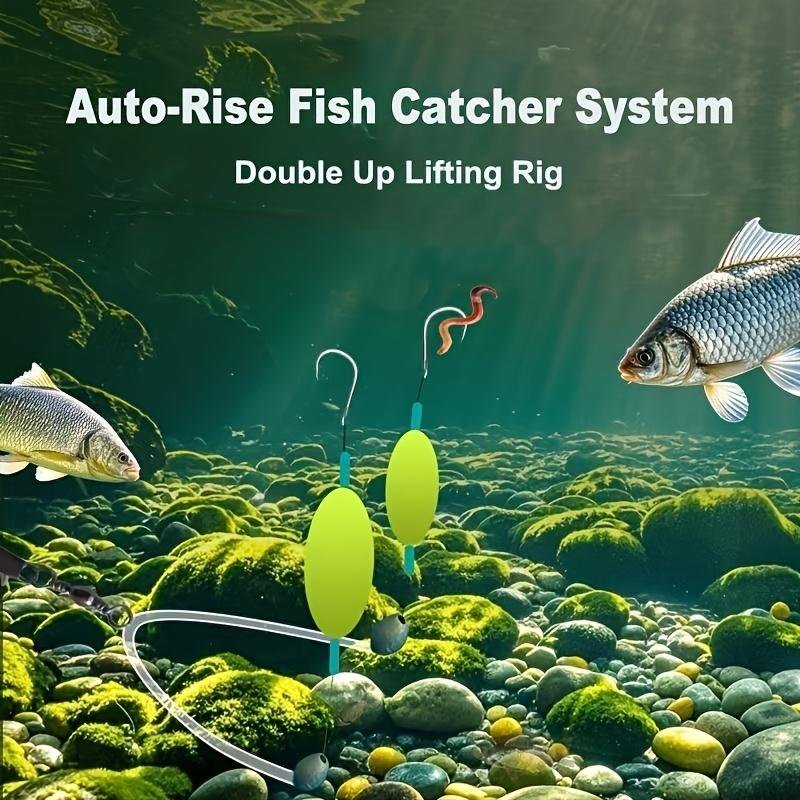 5-Pack Reverse Double Hook Rig Set with Floats and Weights, No-Tuning Design for European Carp Fishing, Suitable for Various Fish Sizes 4#-13#