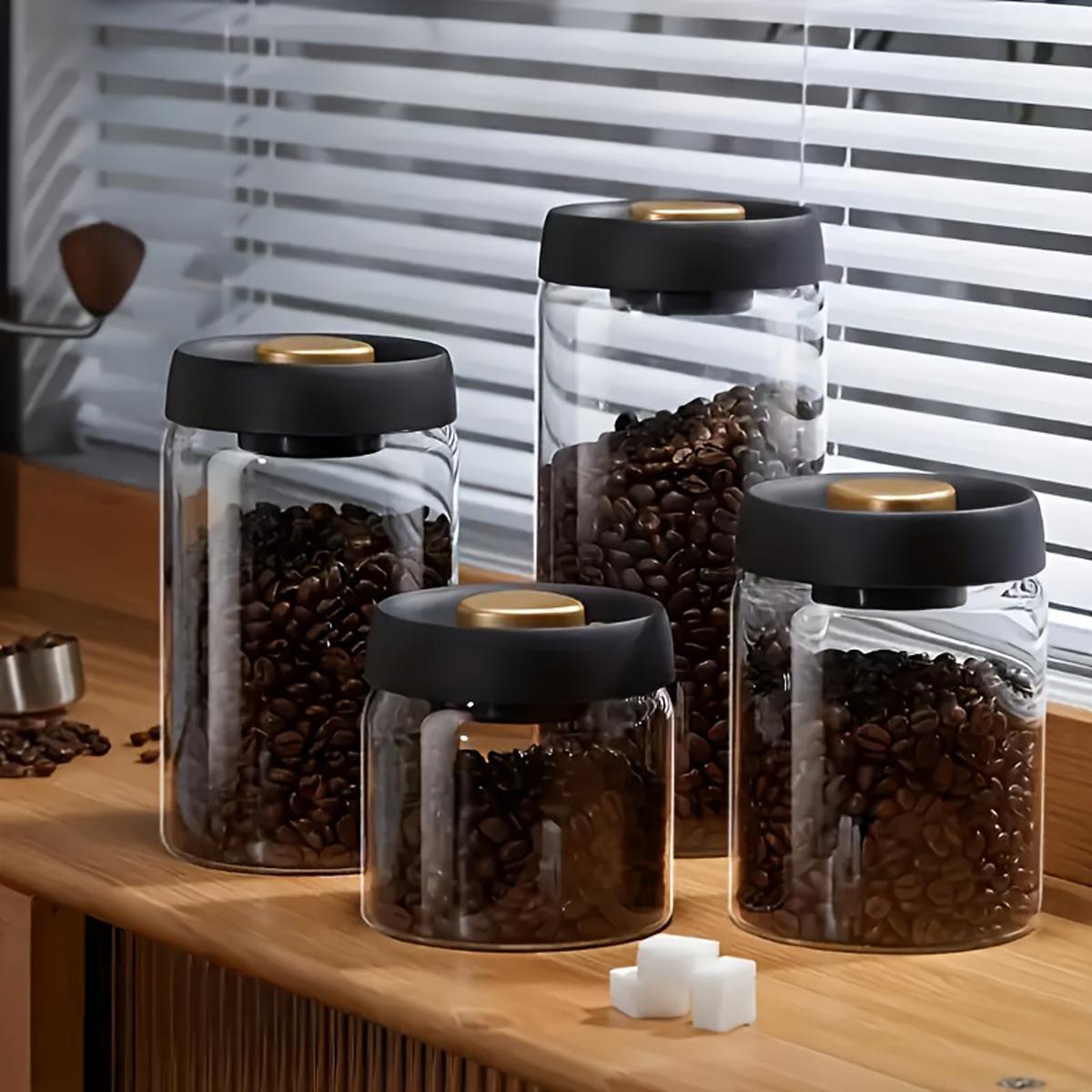 Vacuum Pump Sealed Glass Jar | Food Freshness Locking Canister | Kitchen Organizer for Coffee, Tea, Nuts | Single Unit
