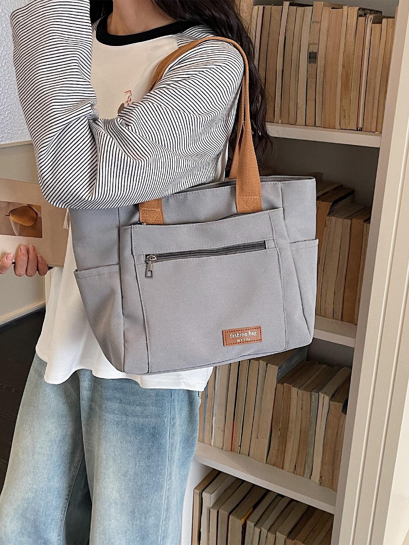 Large Capacity Multi-Compartment Canvas Tote Bag, Women's Casual Practical Shopping Bag, Fashion Daily Commute Crossbody Bag, Fashionable Tote Bag