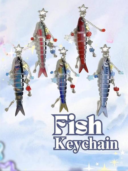 Handmade Fish Shaped Keychain, Ocean Theme Bag Charm & Key Ring, Realistic Bait Pendant, Perfect Gift for Fishermen, School & Car Accessories, Keychain For Bags