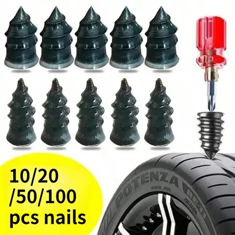 Tire Puncture Repair Nails for Vehicle Car Motorcycle Scooter Bike, Vacuum Tyre Repairing Rubber Metal Nail Set, Tire Repair Rubber Nail Kit, Car Tire Accessories, Fitting Tools