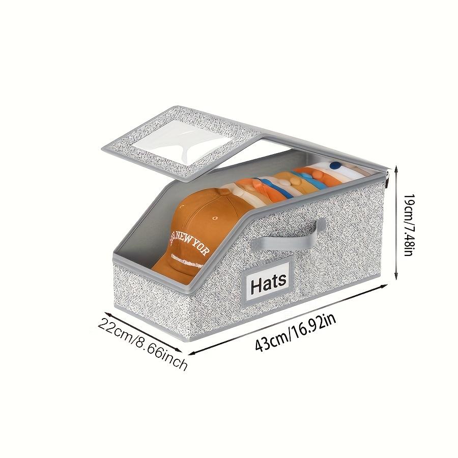 Multi-Purpose Baseball Cap Storage Box, Ultra-Large Capacity Stackable Organizer, Foldable Dustproof Design for Closet Use